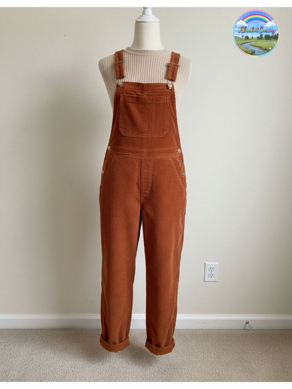Corduroy Bib Overalls Adjustable Straps High Waist Jumpsuit Pockets